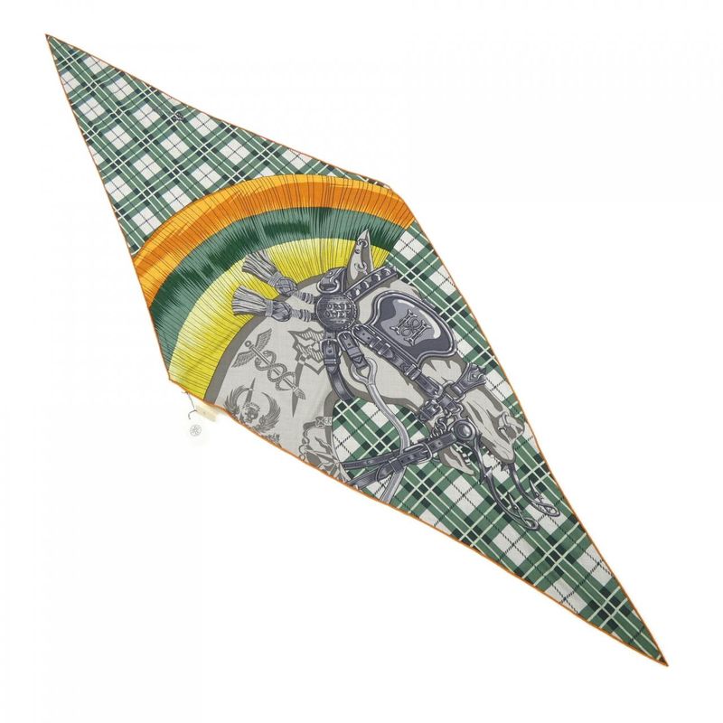 Hermes Cheval Punk Losange Stole Gray Green