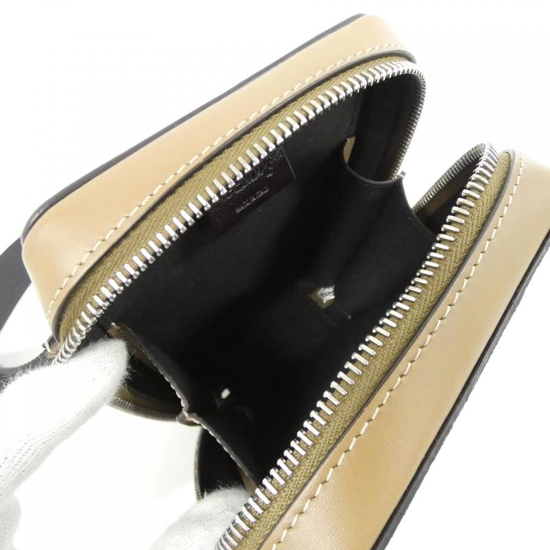 Fendi Shoulder Bag Leather Canvas Sand