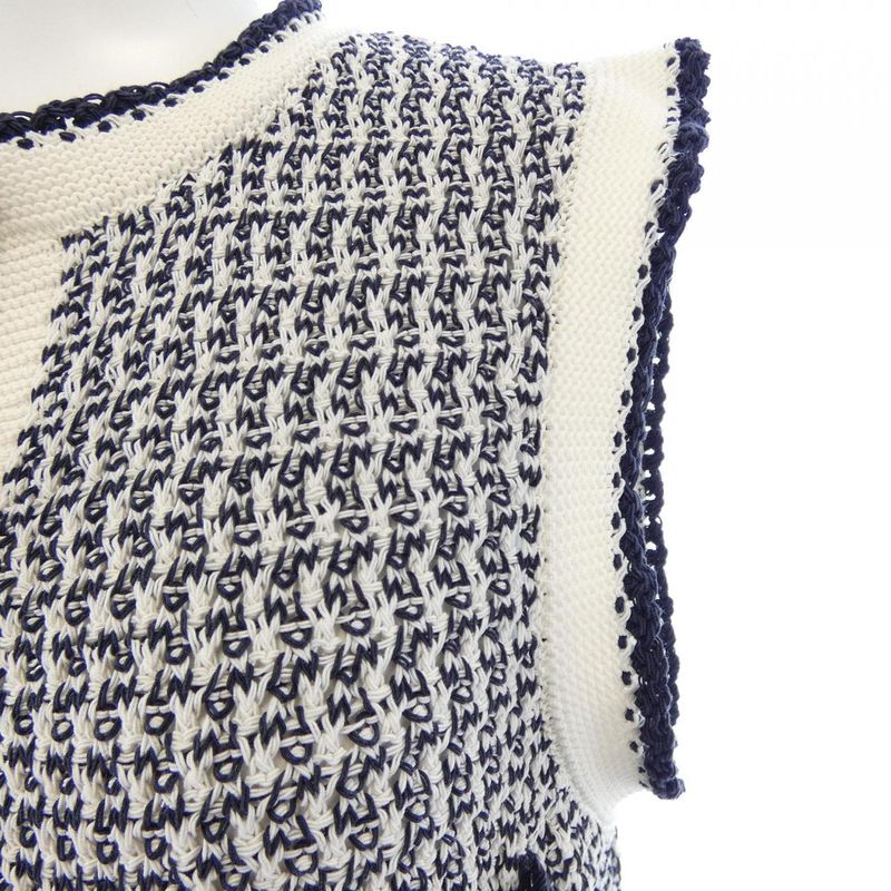 Chanel Dress White 36 Navy