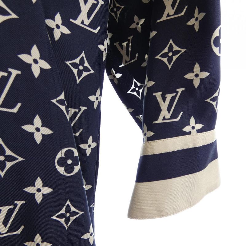 Louis Vuitton Striped Accent Monogram Shirt Dress