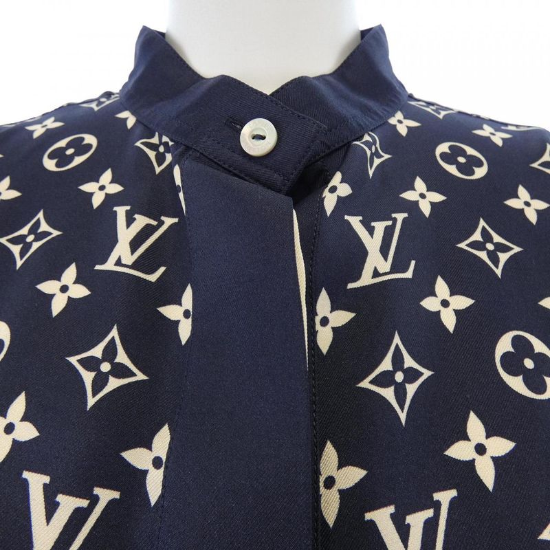 Louis Vuitton Striped Accent Monogram Shirt Dress