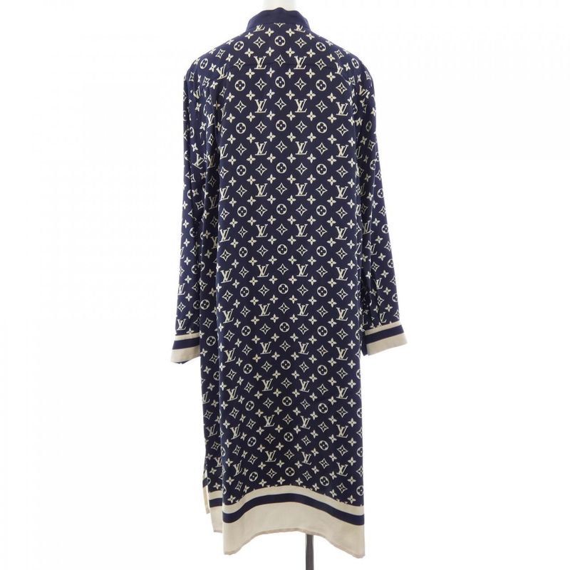 Louis Vuitton Striped Accent Monogram Shirt Dress
