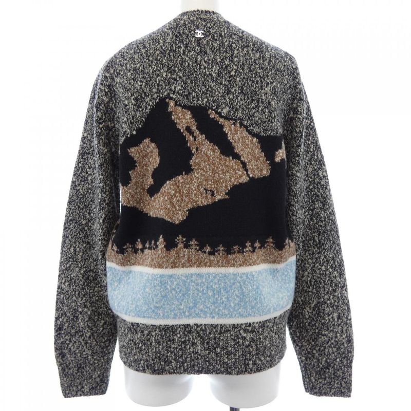 Chanel Knit Top Cashmere Black Brown Blue