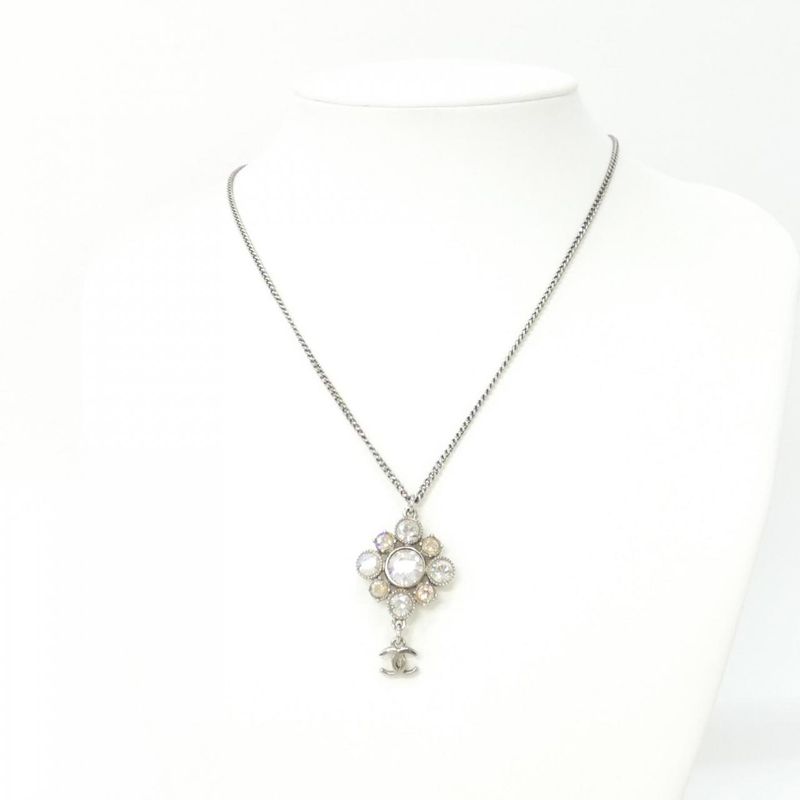 Chanel Necklace Silver Crystal