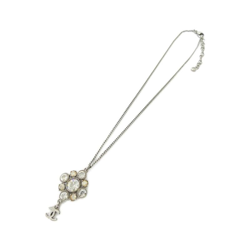 Chanel Necklace Silver Crystal