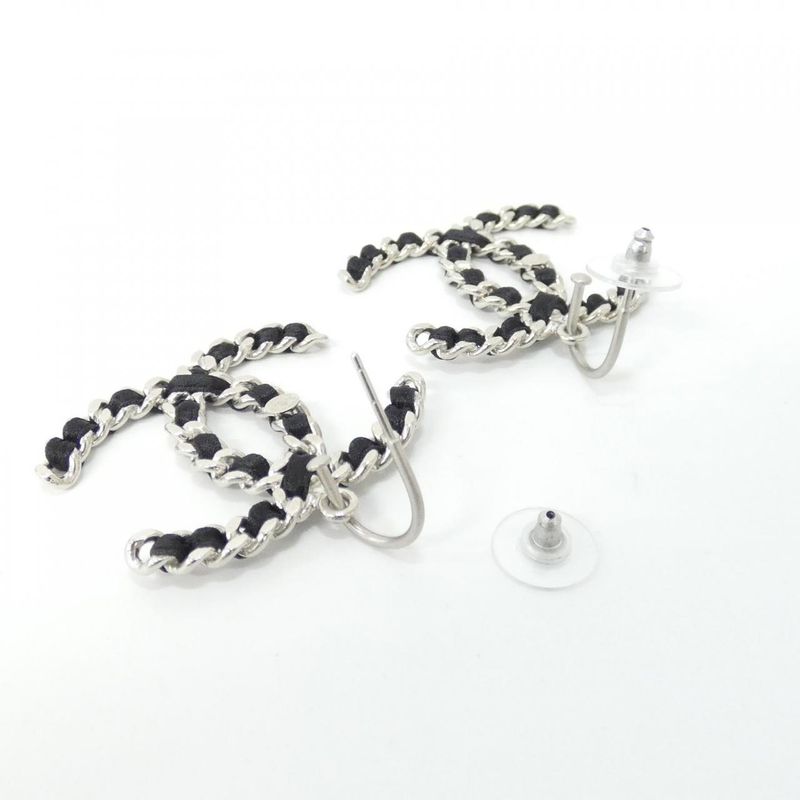Chanel Earrings Satin Black
