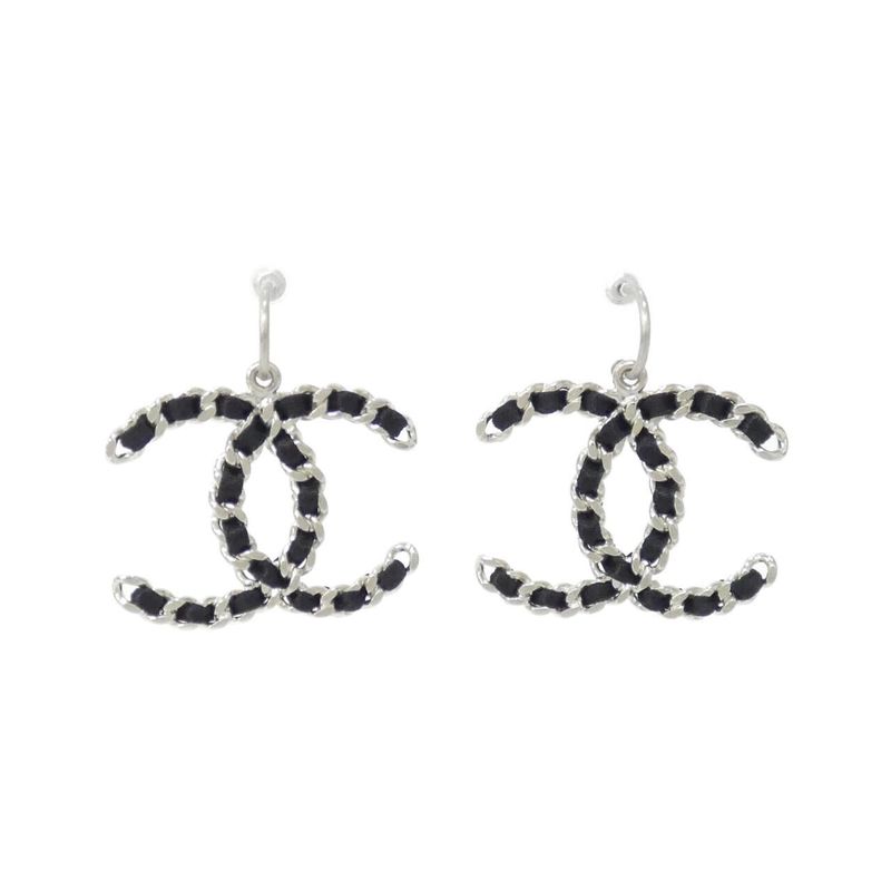 Chanel Earrings Satin Black
