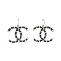 Chanel Earrings Satin Black