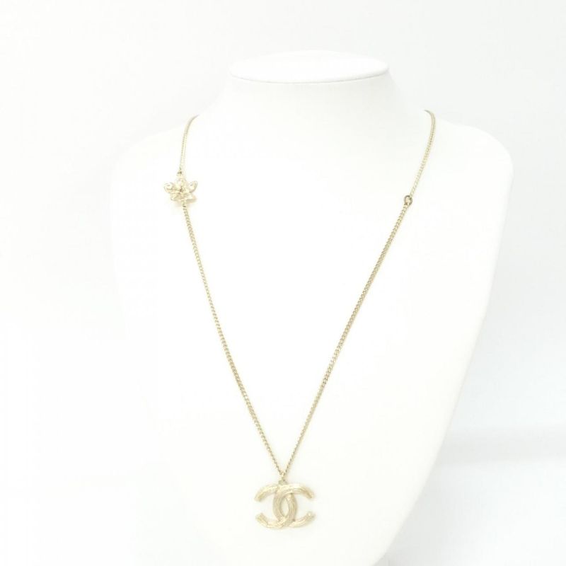 Chanel Necklace Gold Crystal