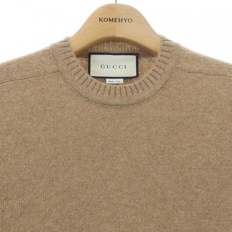 Gucci Knit Top Cashmere Brown Sheer