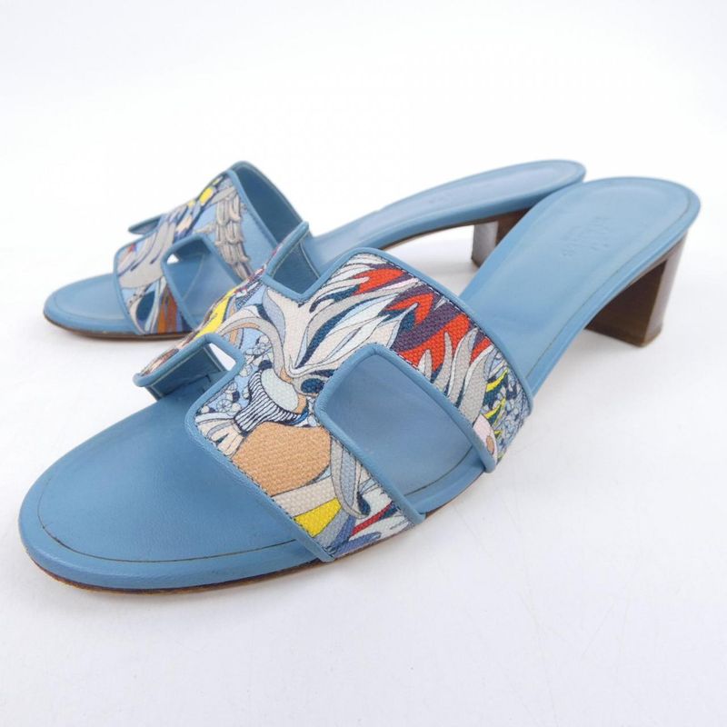 Hermes Oasis Sandals Blue 38