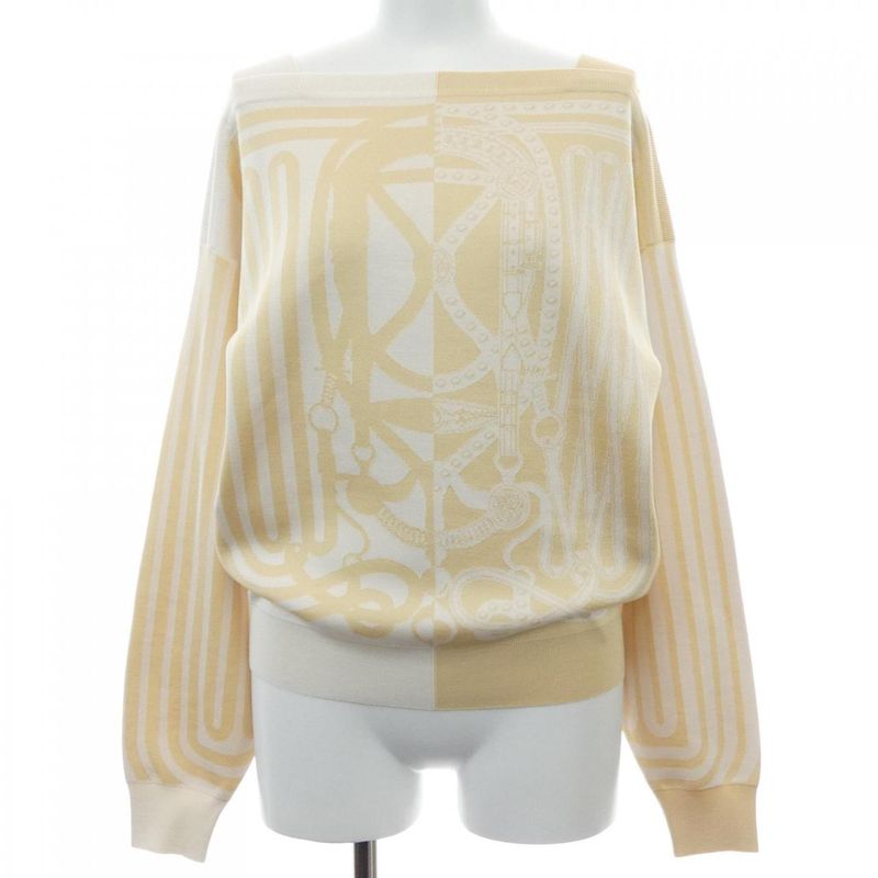 Hermes Grand Tralala Knit Top Beige Color