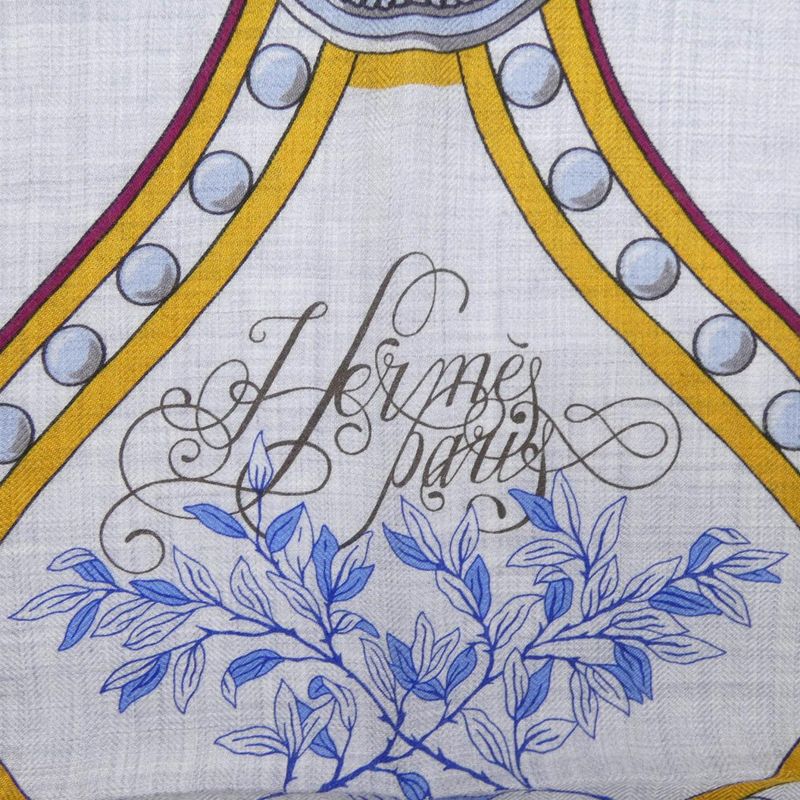 Hermes Grand Tralala Carre Shawl Gray Brown Green