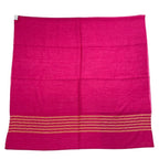Hermes Scarf Shawl Large Cashmere Silk Logo Pink Yellow