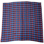 Hermes Check Scarf Shawl Large Cashmere Silk Logo Blue Red Multicolor