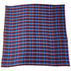Hermes Check Scarf Shawl Large Cashmere Silk Logo Blue Red Multicolor