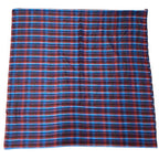 Hermes Check Scarf Shawl Large Cashmere Silk Logo Blue Red Multicolor