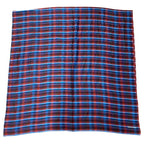 Hermes Check Scarf Shawl Large Cashmere Silk Logo Blue Red Multicolor