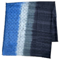 Bvlgari Logomania Scarf Shawl Logo Gradient Black Blue Silk Wool Blue-black