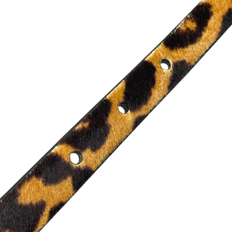 Dior Crystal Stone Leopard Belt Brown Calf Hair Leather