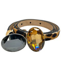 Dior Crystal Stone Leopard Belt Brown Calf Hair Leather