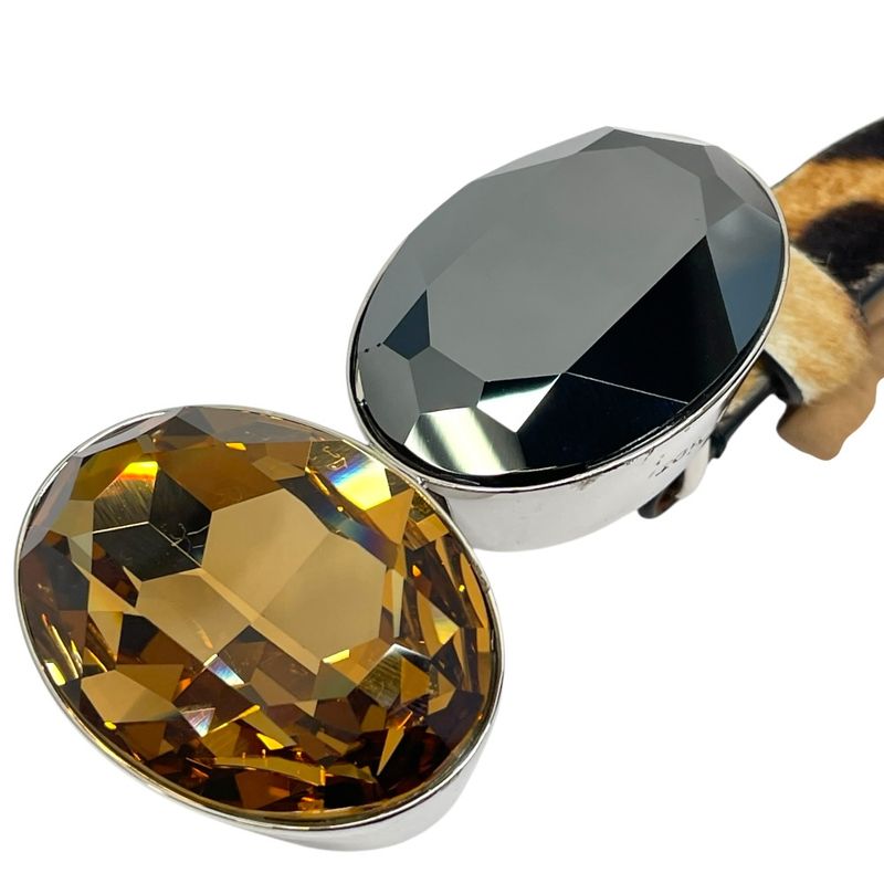 Dior Crystal Stone Leopard Belt Brown Calf Hair Leather