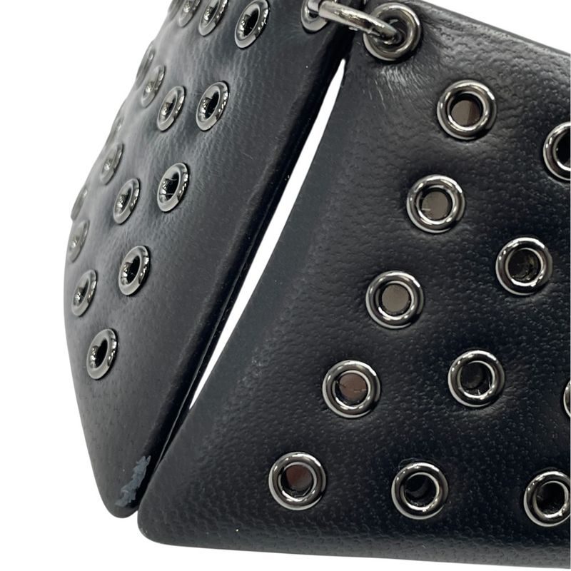 Dior Eyelet Choker Collar Necklace Black Silver