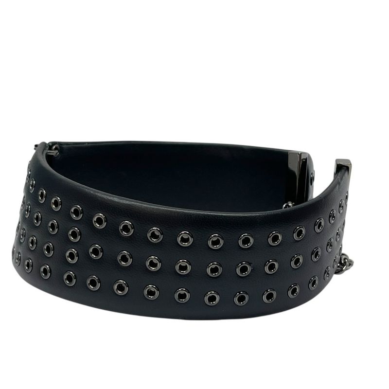 Dior Eyelet Choker Collar Necklace Black Silver