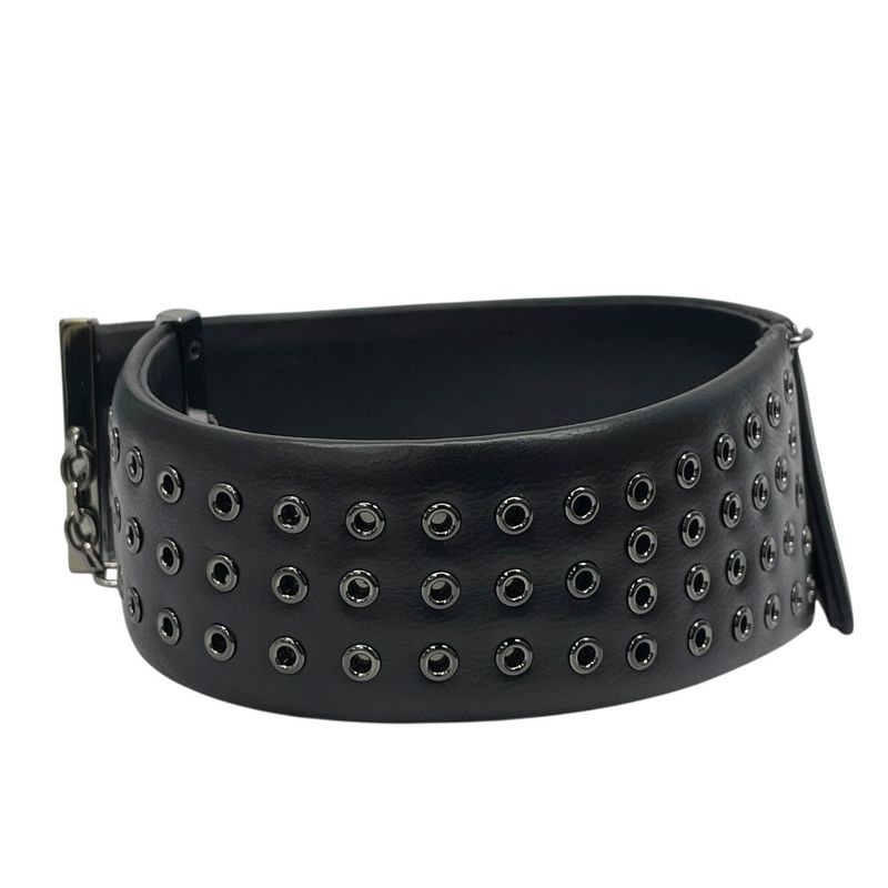 Dior Eyelet Choker Collar Necklace Black Silver
