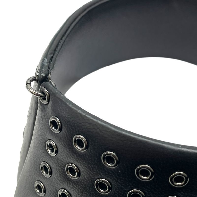 Dior Eyelet Choker Collar Necklace Black Silver