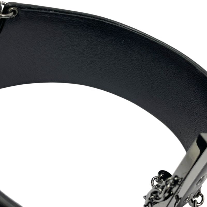 Dior Eyelet Choker Collar Necklace Black Silver