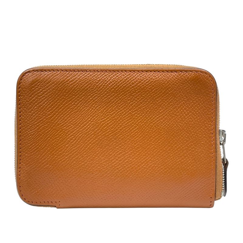 Hermes Bifold Wallet Azap Vertical Compact Brown Epsom Leather