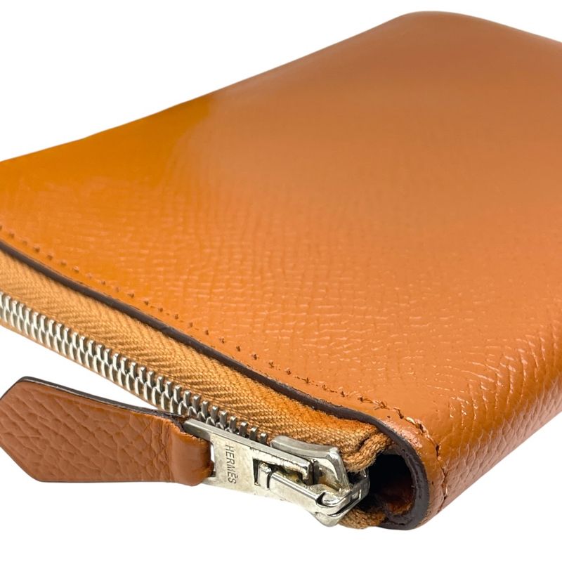 Hermes Bifold Wallet Azap Vertical Compact Brown Epsom Leather