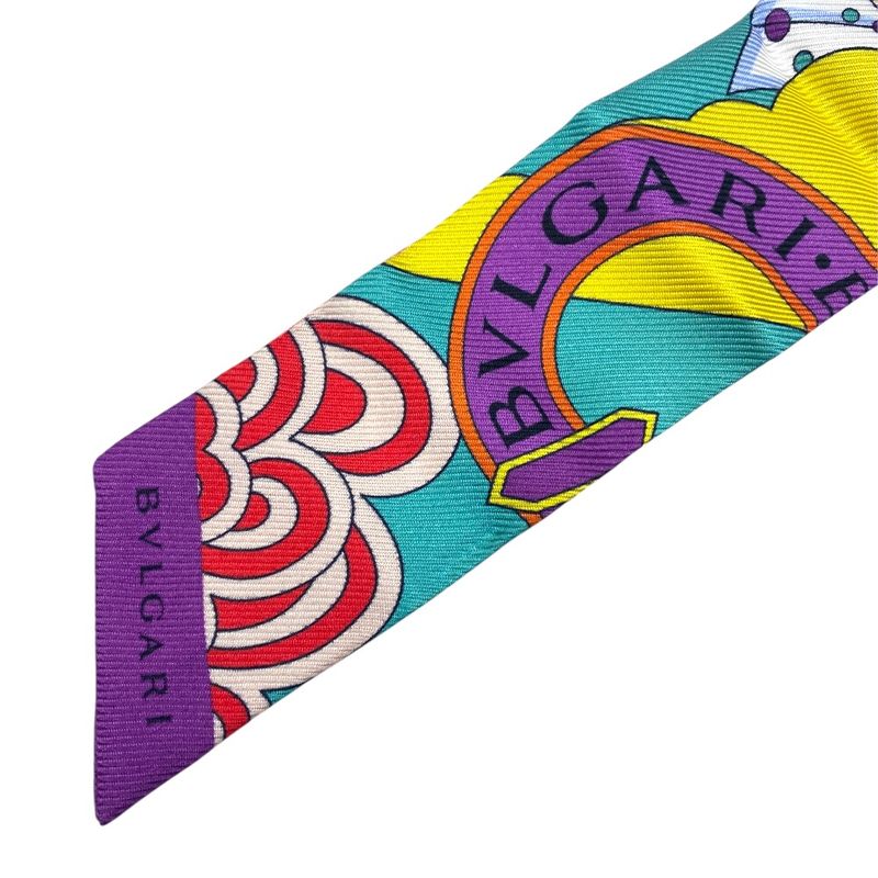 Bvlgari Serpenti Scarf Twilly Ribbon Purple Pink Ring Multicolor