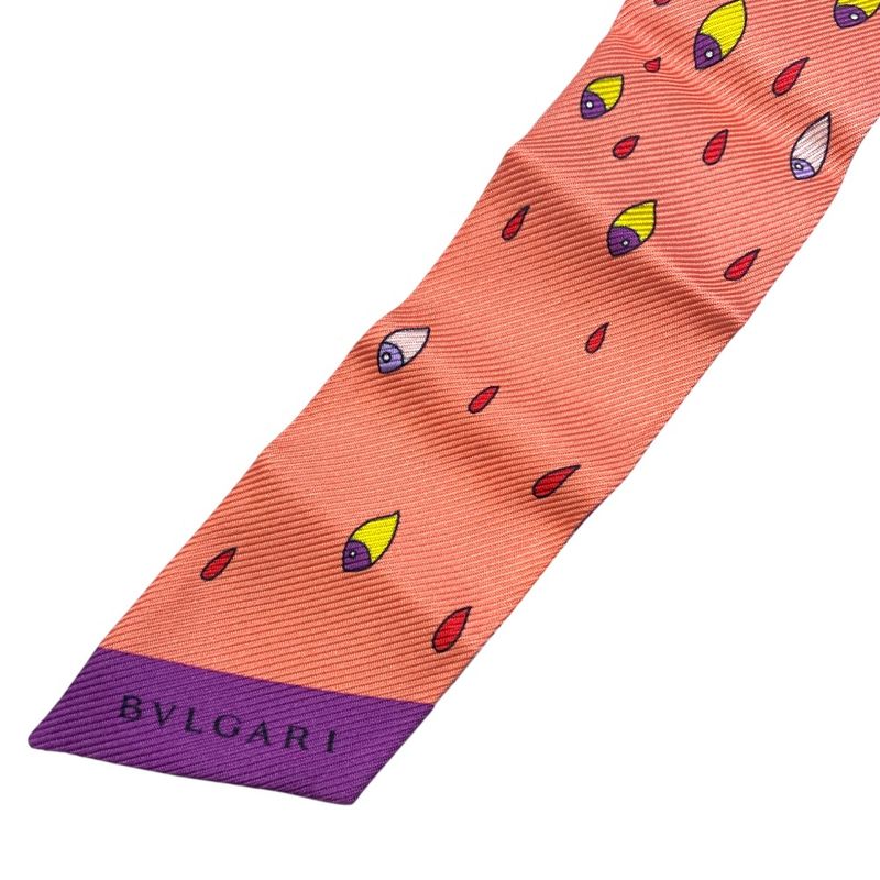 Bvlgari Serpenti Scarf Twilly Ribbon Purple Pink Ring Multicolor