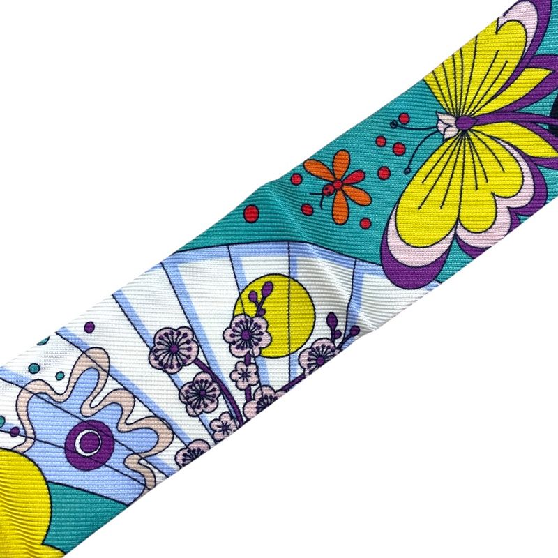 Bvlgari Serpenti Scarf Twilly Ribbon Purple Pink Ring Multicolor