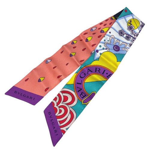 Bvlgari Serpenti Scarf Twilly Ribbon Purple Pink Ring Multicolor