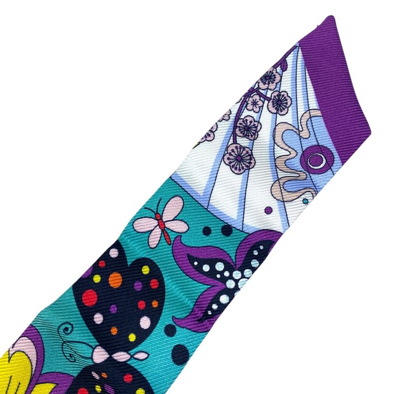 Bvlgari Serpenti Scarf Twilly Ribbon Purple Pink Ring Multicolor