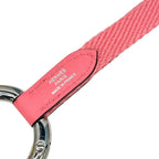 Hermes Strap Carre Pocket Neck Key Ring Pink Silver Canvas