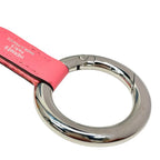 Hermes Strap Carre Pocket Neck Key Ring Pink Silver Canvas