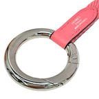 Hermes Strap Carre Pocket Neck Key Ring Pink Silver Canvas