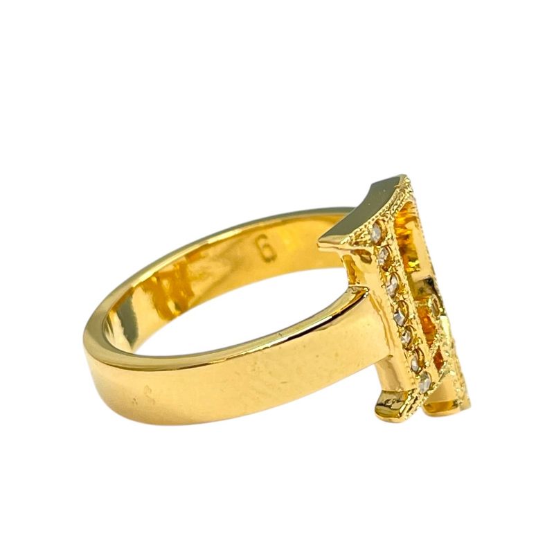 Dior Logo Ring Crystal Rhinestone Gold