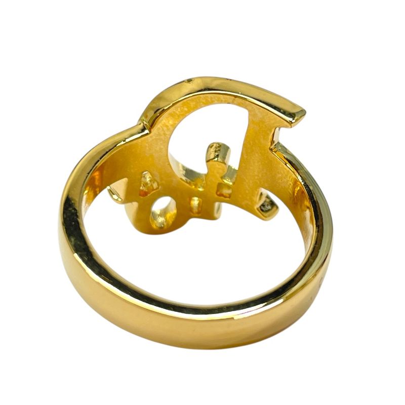 Dior Logo Ring Crystal Rhinestone Gold