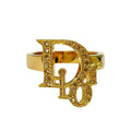 Dior Logo Ring Crystal Rhinestone Gold