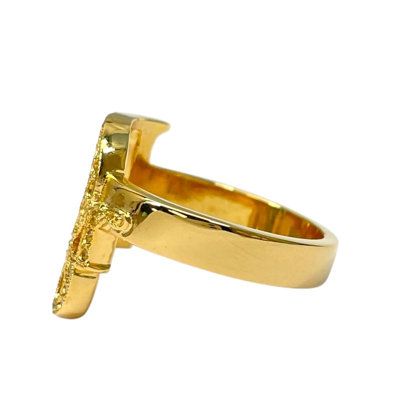 Dior Logo Ring Crystal Rhinestone Gold