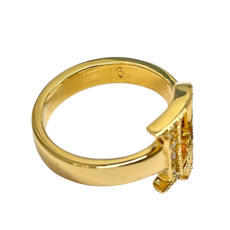 Dior Logo Ring Crystal Rhinestone Gold