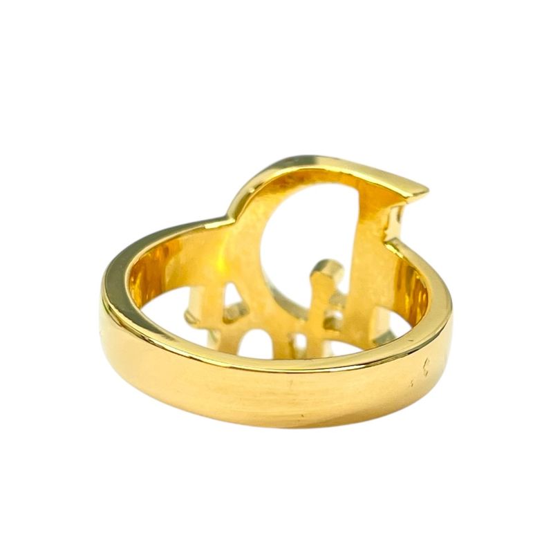 Dior Logo Ring Crystal Rhinestone Gold