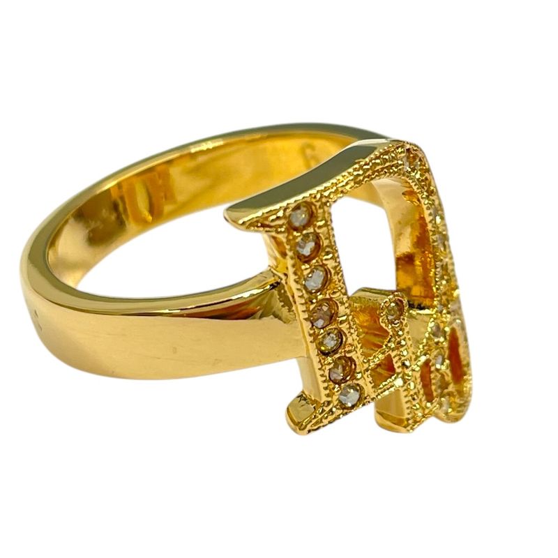 Dior Logo Ring Crystal Rhinestone Gold
