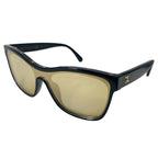 Chanel Sunglasses Eyewear CC Logo Plastic Colored Lenses Black