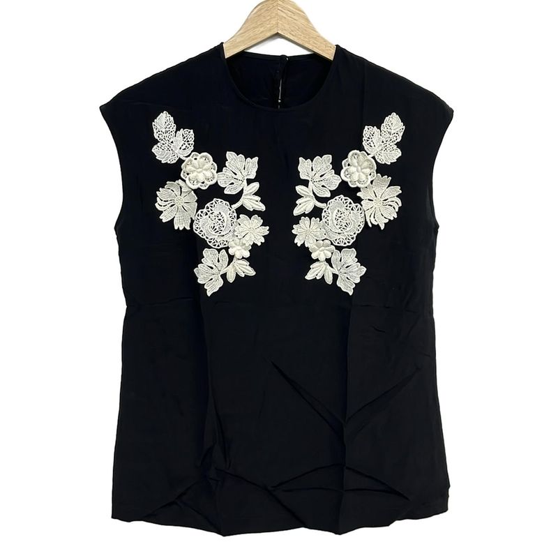 Dolce & Gabbana Sleeveless Top 38 Shoulder Bag Black White